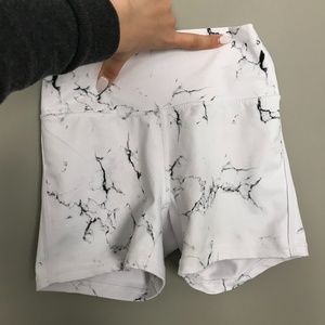 Buffbunny Collection White Marble Workout Shorts